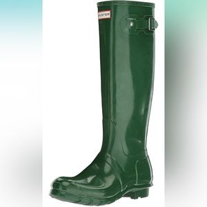 Hunter green rain boots